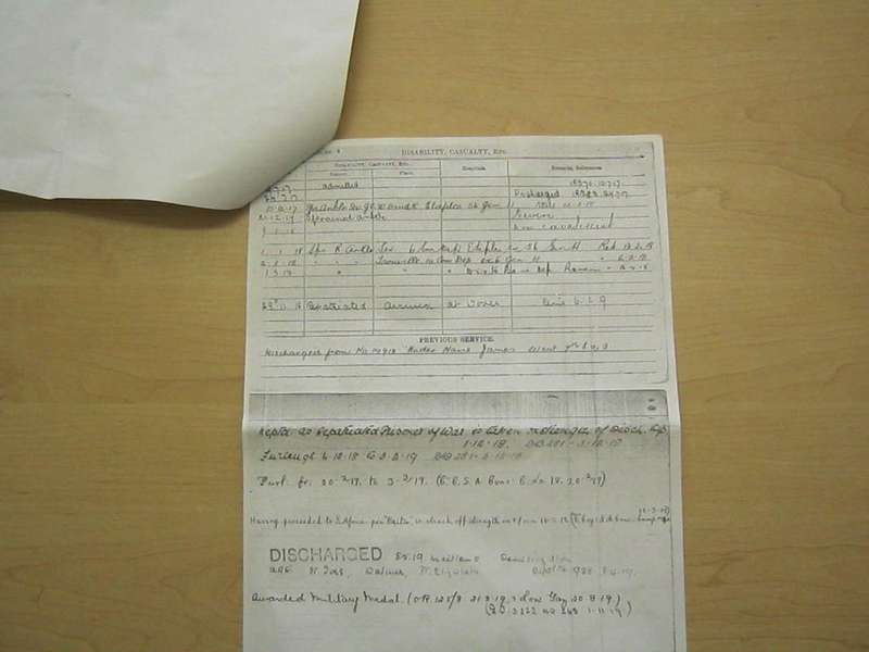 WW 1 GV military medal with service papers.